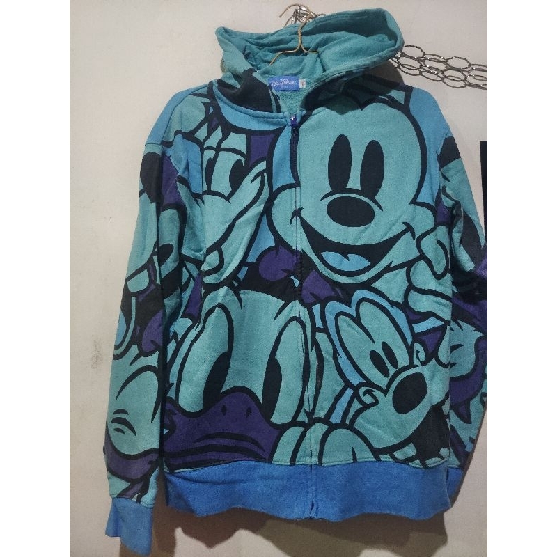 Zipper Hoodie Jaket Biru Muda Tosca D1sney AOP disney