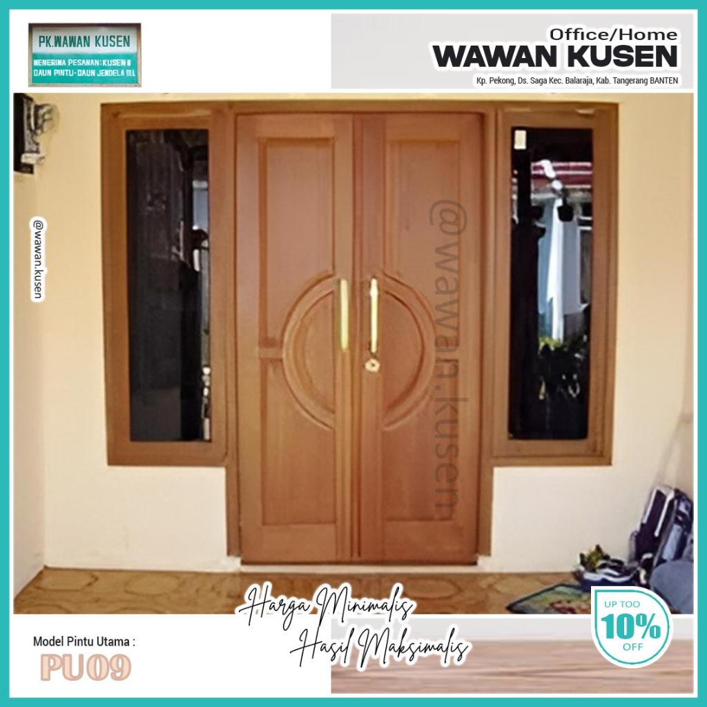 PINTU UTAMA KAYU MAHONI SOLID PREMIUM PINTU DEPAN KUSEN PINTU DAUN PINTU  / Model PU09