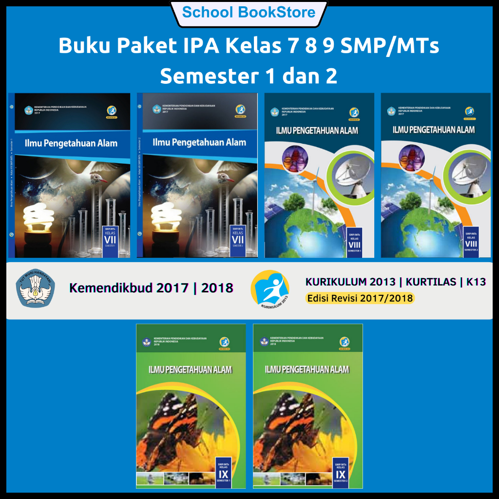 Buku Paket IPA Kelas 7 8 9 SMP/MTs Semester 1,2 Kurikulum 2013 Edisi Revisi 2017 2018 / Buku Siswa M
