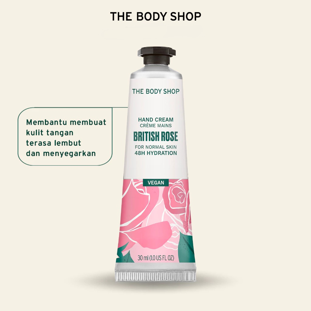 [ORIGINAL] The Body Shop - Hand Cream British Rose 30ml, 100ml / Hand Balm / Pelembab Tangan