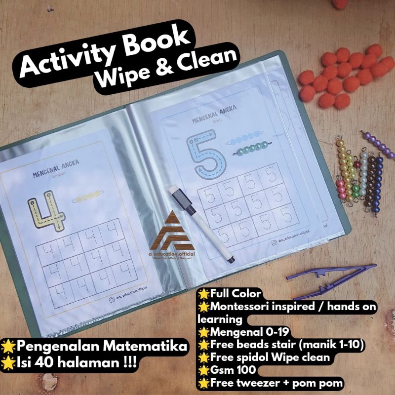 

Wipe Clean buku aktivitas pengenalan matematika worksheet activity book