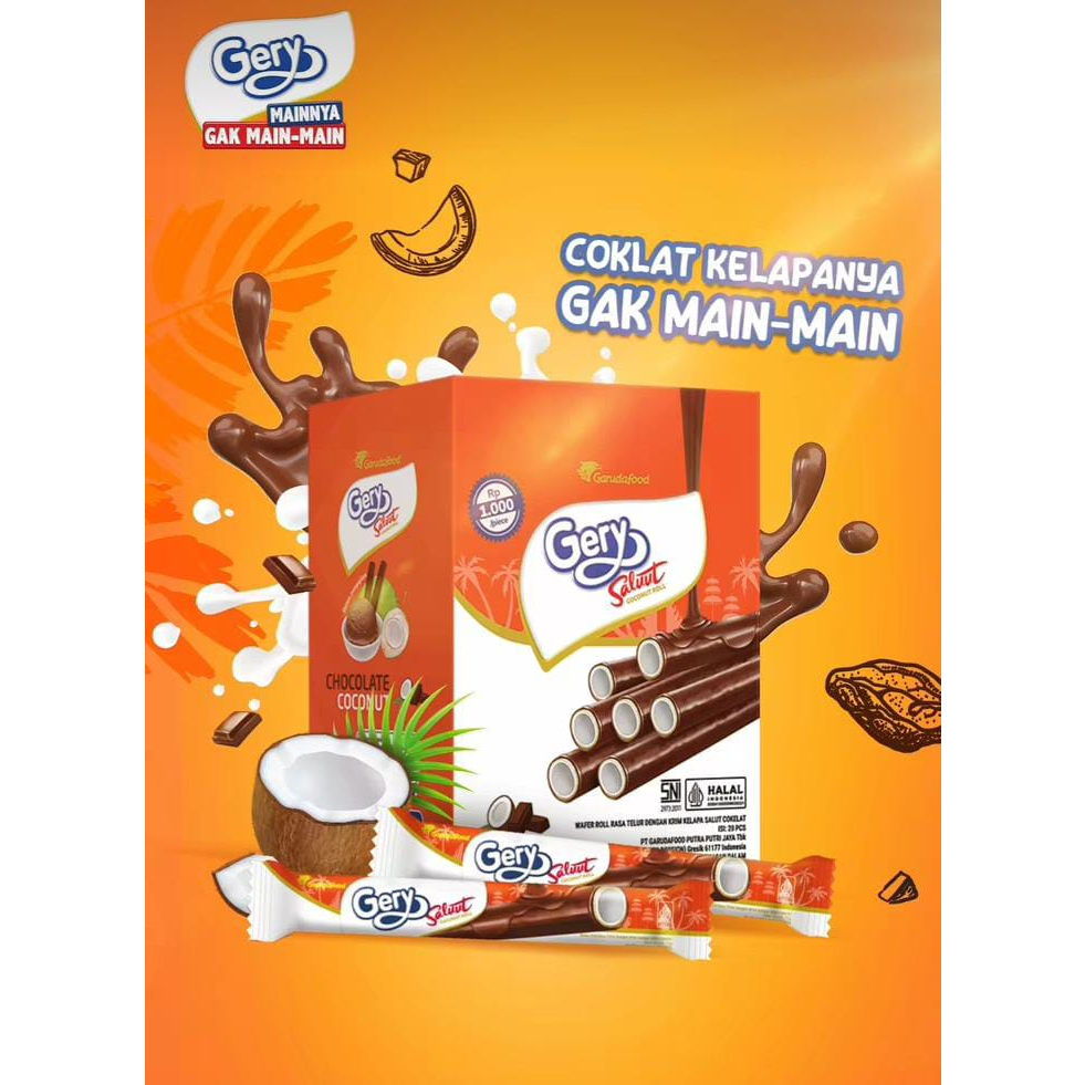 

Gery Saluut Chocolate Coconut Roll NEW isi 20 Pcs 9.5gram