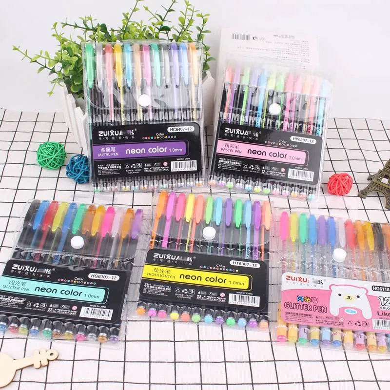 

Pulpen Glitter Pen 12 Warna Warni Neon Color Tinta Coloring Bolpen Warna Pena Glitter Pulpen Gel isi