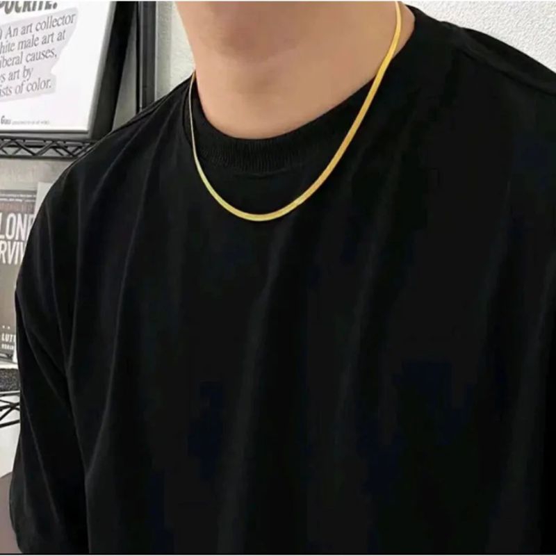 KALUNG TITANIUM WANITA MODEL KILAT GEPENG TERBARU ANTI LUNTUR DAN ANTI KARAT