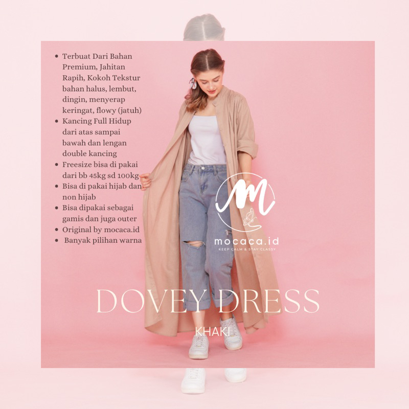 Dovey Dress Khahi by mocaca katun linen premium full kancing hidup full kancing bisa jadi gamis bisa