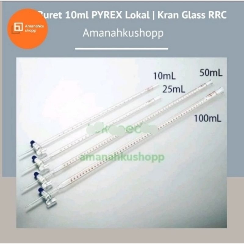 Buret 10ml Pyrek Lokal Kran Glass RRC
