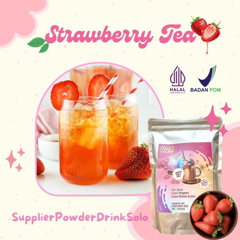 

Powder Strawberry Tea / Bubuk Minuman rasa Teh Strawberry kemasan 500Gr