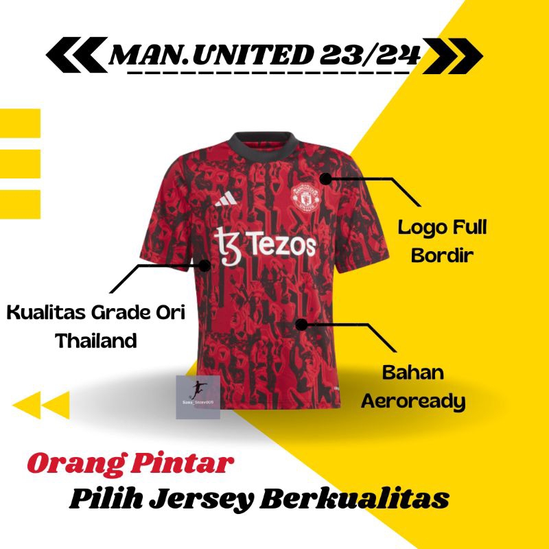 Jersey Man_Chester United MU Training Tezos 2023 2024 Grade Ori Import Baju Sepak Bola Pria