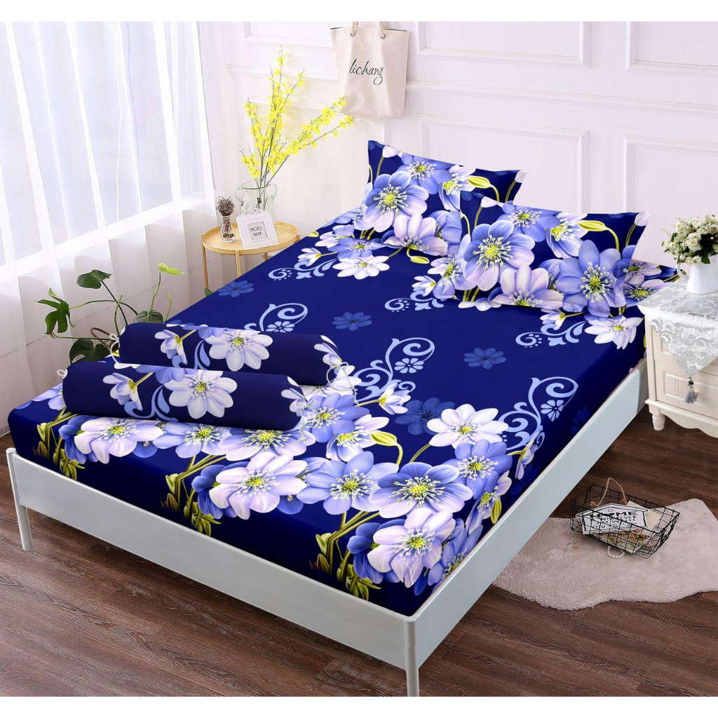 Sprei Motif Bunga Bonita No 1 Ukuran 180x200 Bahan Katun Adem Lembut Di Kulit