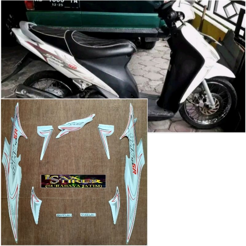 Striping Original Suzuki Spin 125 SR putih tahun 2008 2009