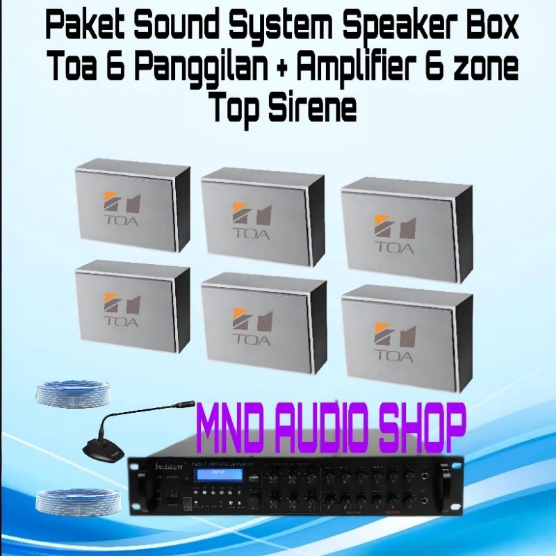 Paket Sound System Speaker Box Toa 6 Speaker + Amplifier 6 zone Sirene Alaram