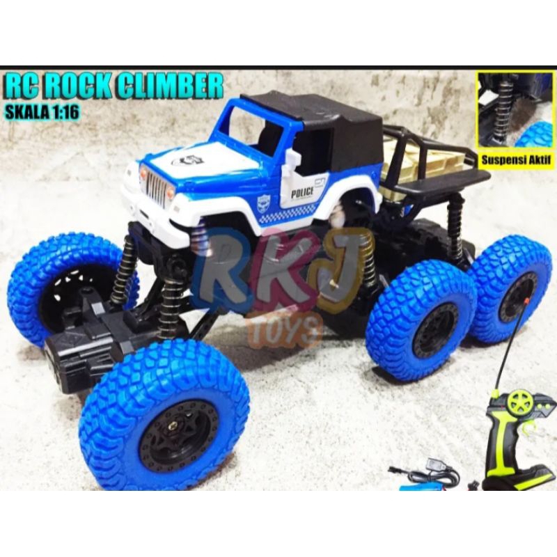 Mainan anak laki Laki mobil RC rock clember 6 ban 4 WD