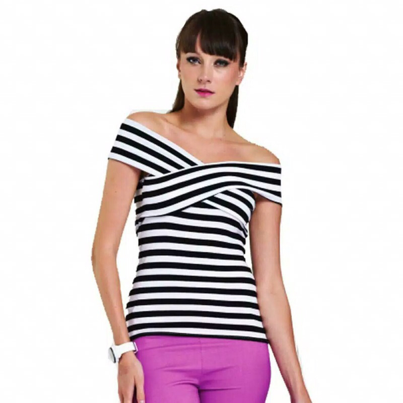 Nataria Sabrina Stripe Two Tone Blouse