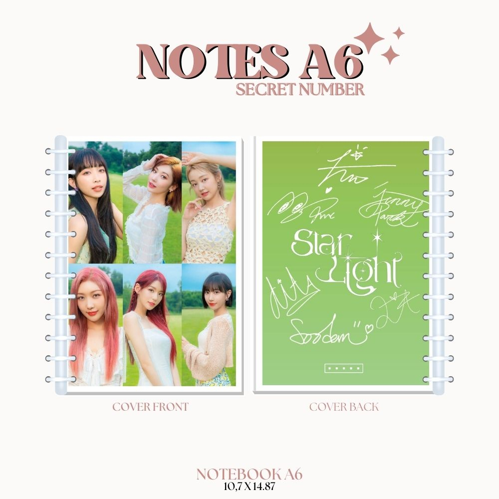 

A6 NOTES SECRET NUMBER STARLIGHT (ISI 40 HVS + COVER LAMINASI 2 SISI) BUKU NOTE NOTEBOOK TANDA TANGAN TTD KPOP IDOL KOREA PREMIUM MURAH UNOFFICIAL LEA DITA JINNY SOODAM MINJI ZUU READY STOCK !