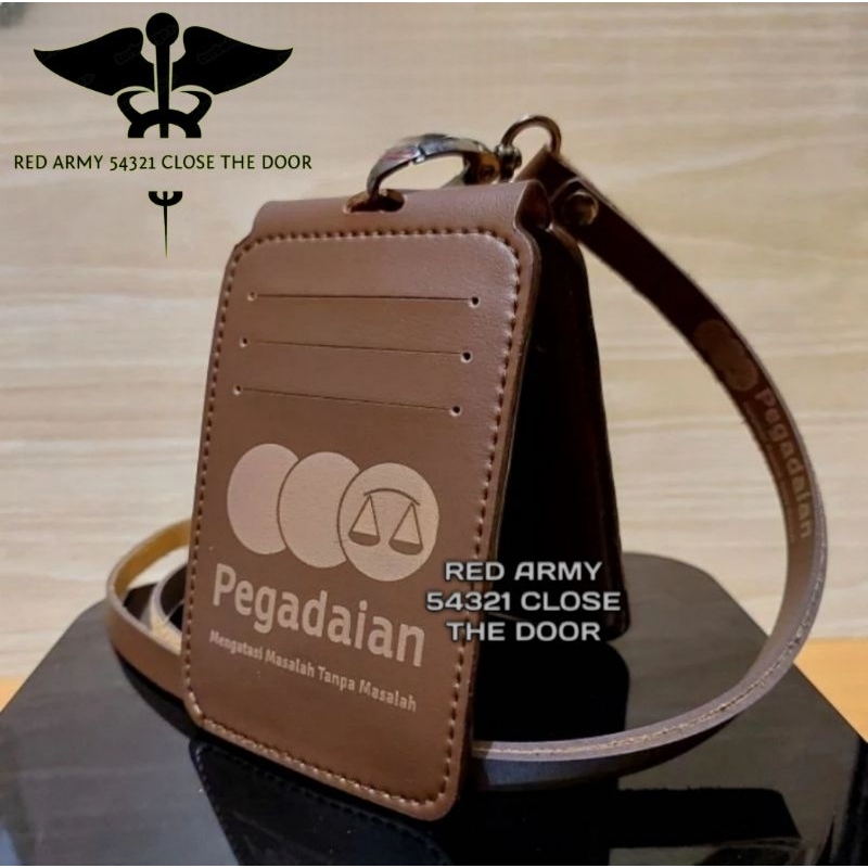 

ID Card Holder Tali Lanyard Name Tag Logo PEGADAIAN Model Lipat