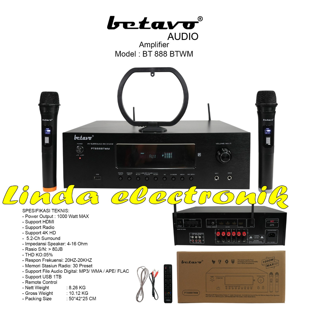 amplifier betavo bt 888 btwm bt888 btmw bt 888btmw 1000 bonus 2 mic