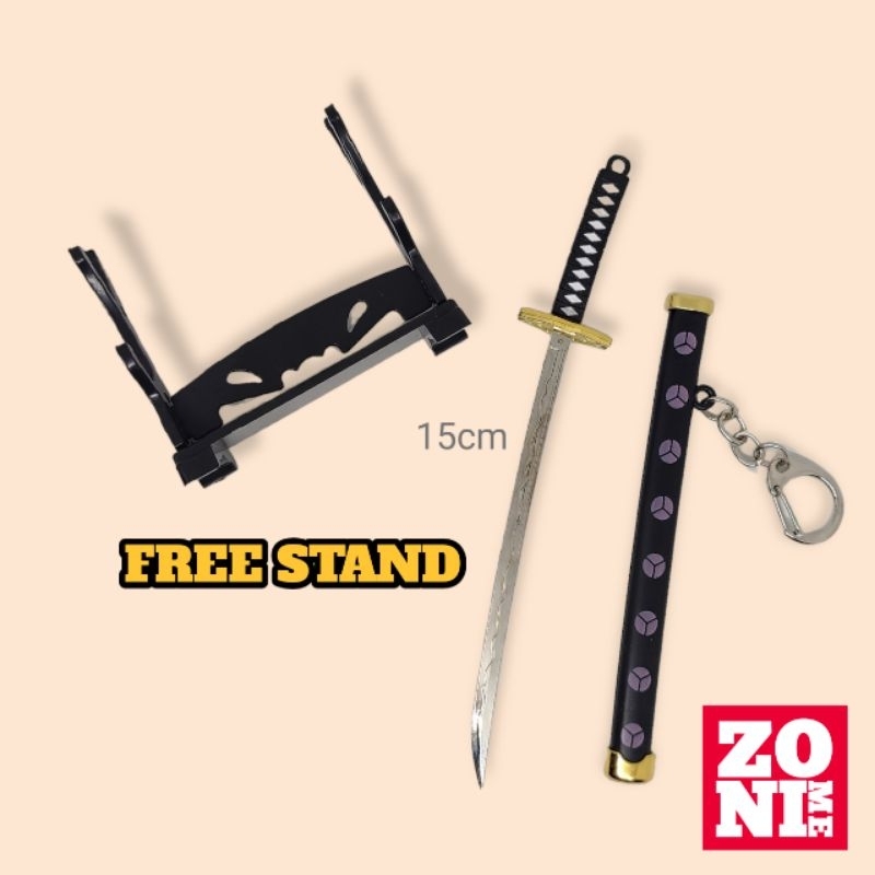 ZONIME Keychain Shusui Pedang Roronoa Zoro Gantungan Kunci Anime One Piece Miniatur Action Figure Pa