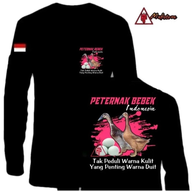 KAOS LENGAN PANJANG PETERNAK BEBEK CORAK PINK