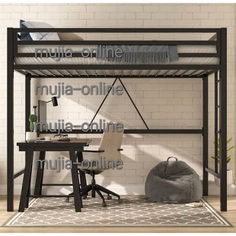 Loftbed Tingkat Mezzanine Minimalis Dipan Atas Besi Bawah Ranjang Kolong Mewah Costum