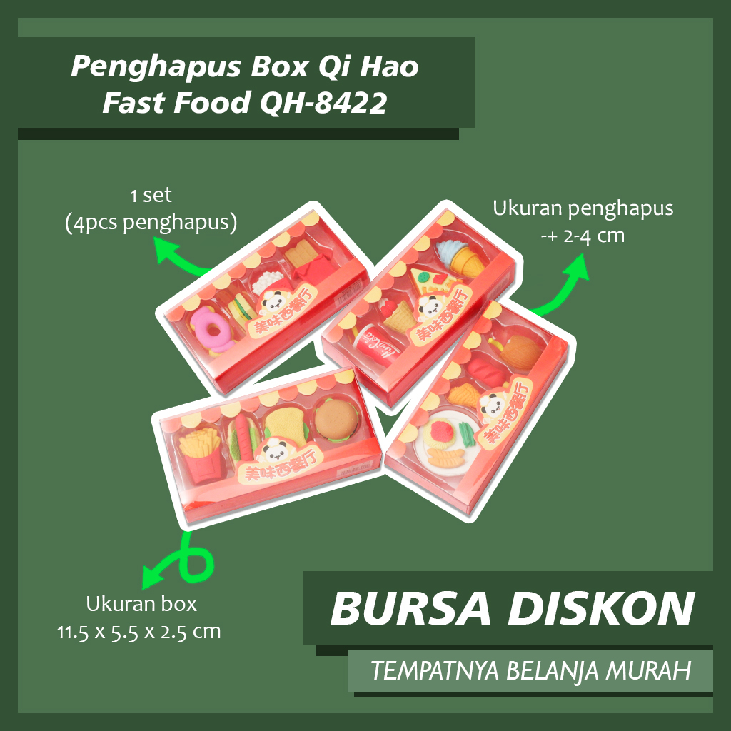 

Penghapus Box Qi Hao Fast Food QH-8422 Eraser Penghapus Karet Hapusan Stip Setip Penghapus Burger Kebab