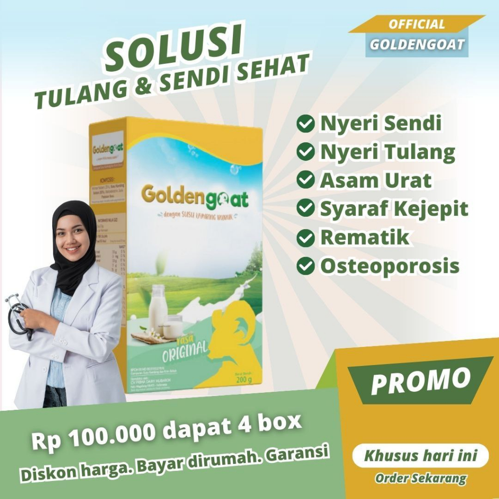 

PROMO 4 BOX GOLDENGOAT SUSU KAMBING ETAWA BUBUK ORIGINAL MURAH ATASI NYERI LUTUT TULANG SENDI ASAM URAT BATUK MENAHUN ASMA PARU-PARU