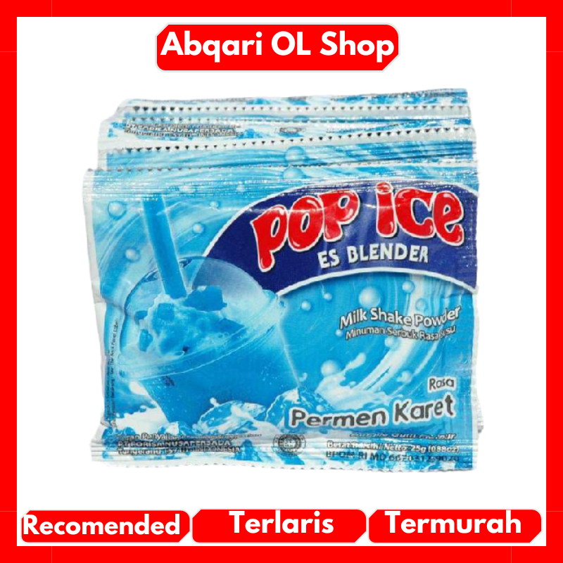 

Pop Ice Milk Shake Powder Rasa Permen Karet 24gr Dapat 1 Renceng Isi 10 Saset