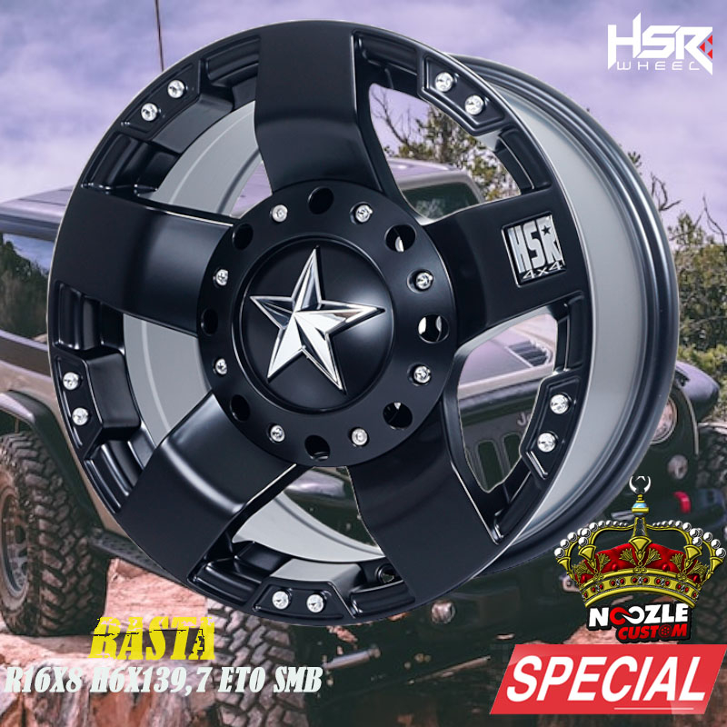 Velg Mobil Phanter Ring 16 Model offroad Pelek HSR Ring 16 Baut 6 Type Rasta