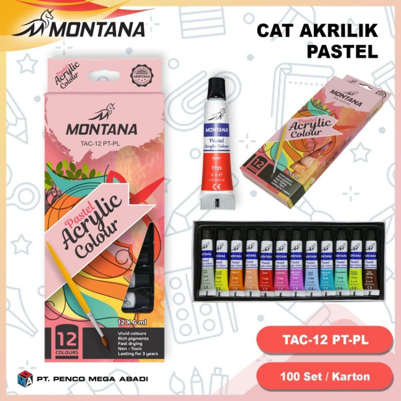 

cat acrylic pastel Montana 12 warna