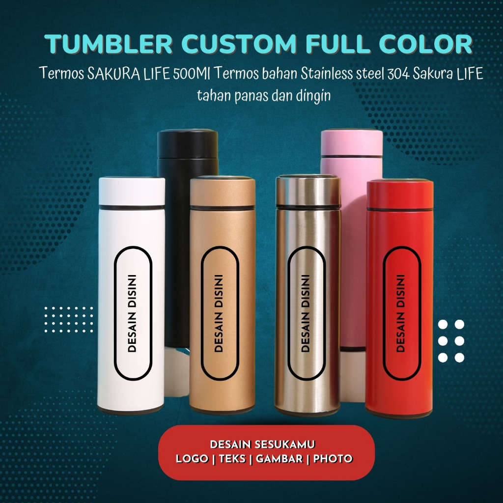 Tumbler Custom Life Sakura Printing UV Desain Custom
