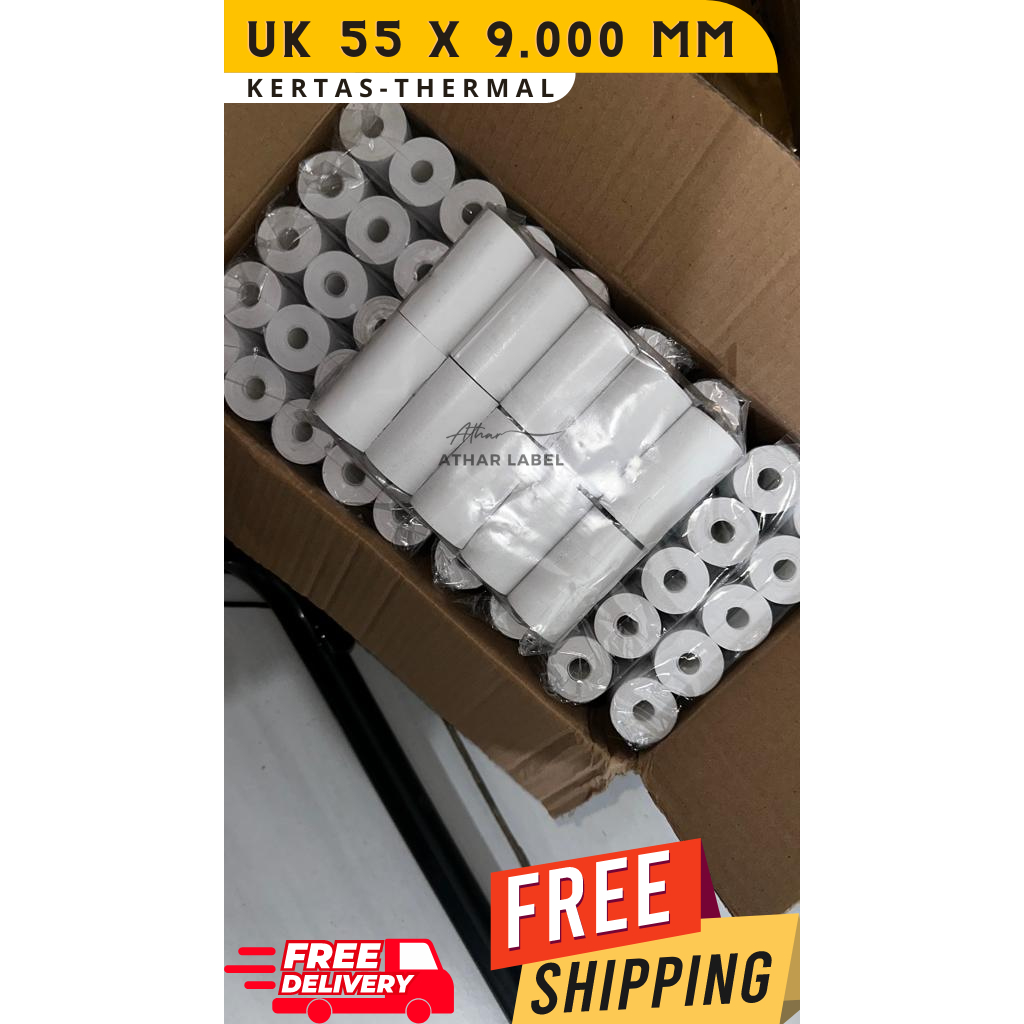 

KERTAS STRUK KASIR THERMAL UK 55 X 9.000 MM | CORE KECIL KERTAS STRUK