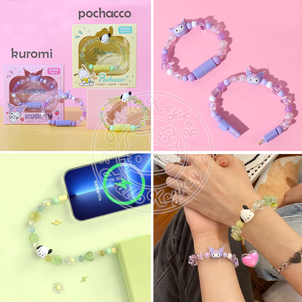 kabel data gelang type C kuromi pochacco original sanr**