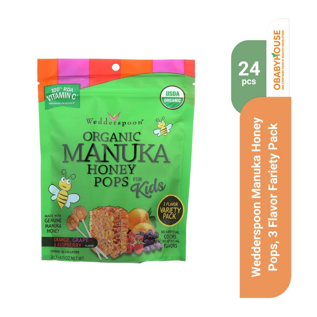 

Wedderspoon Organic Manuka Honey Pops, 3 Flavor Variety Pack - 24 pcs