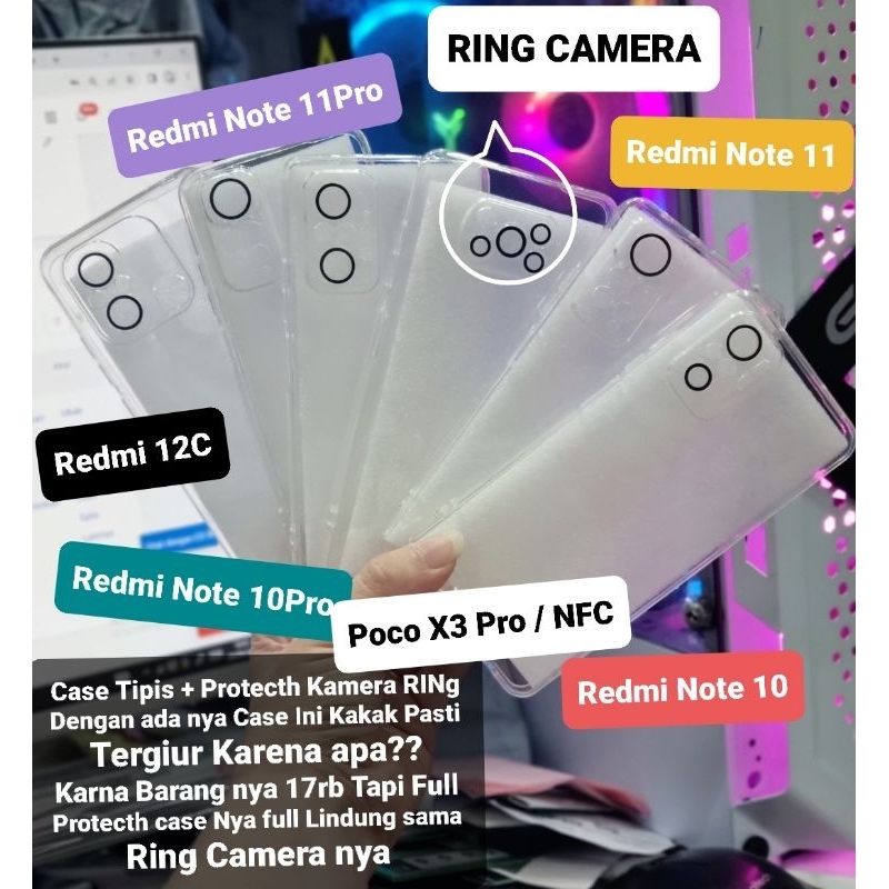 ORIGINAL ULTRA THIN 1.0mm Case + RING Camera Xiaomi REDMI 12C NOTE 12 12Pro 5G 11 11PRO 10 10s 10Pro