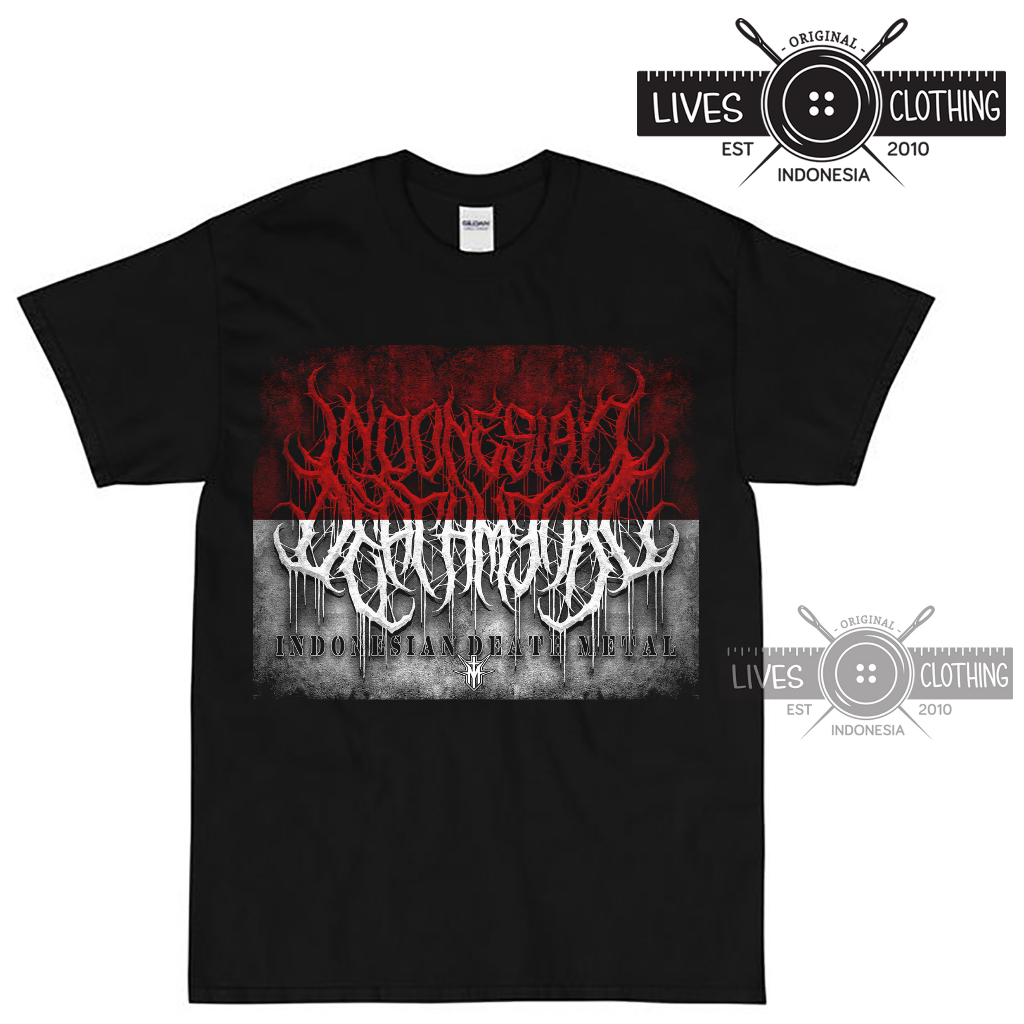 KAOS PREMIUM DEATH METAL INDONESIA FLAG / DEAD DETH METAL