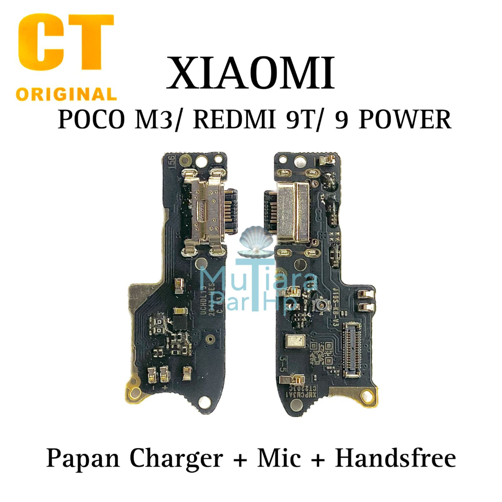 Original CT Ada IC - Papan Konektor Charger Mic Handsfree Xiaomi Poco M3 / Redmi 9T / Redmi 9 Power 