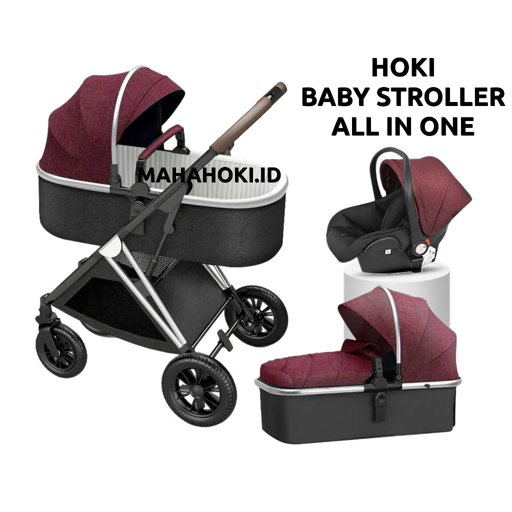 BABY STROLLER AND CAR SEAT HOKI 3 IN 1-KERETA DORONG ANAK BAYI CARSIT CABIN SIZE RECLINE 2 ARAH