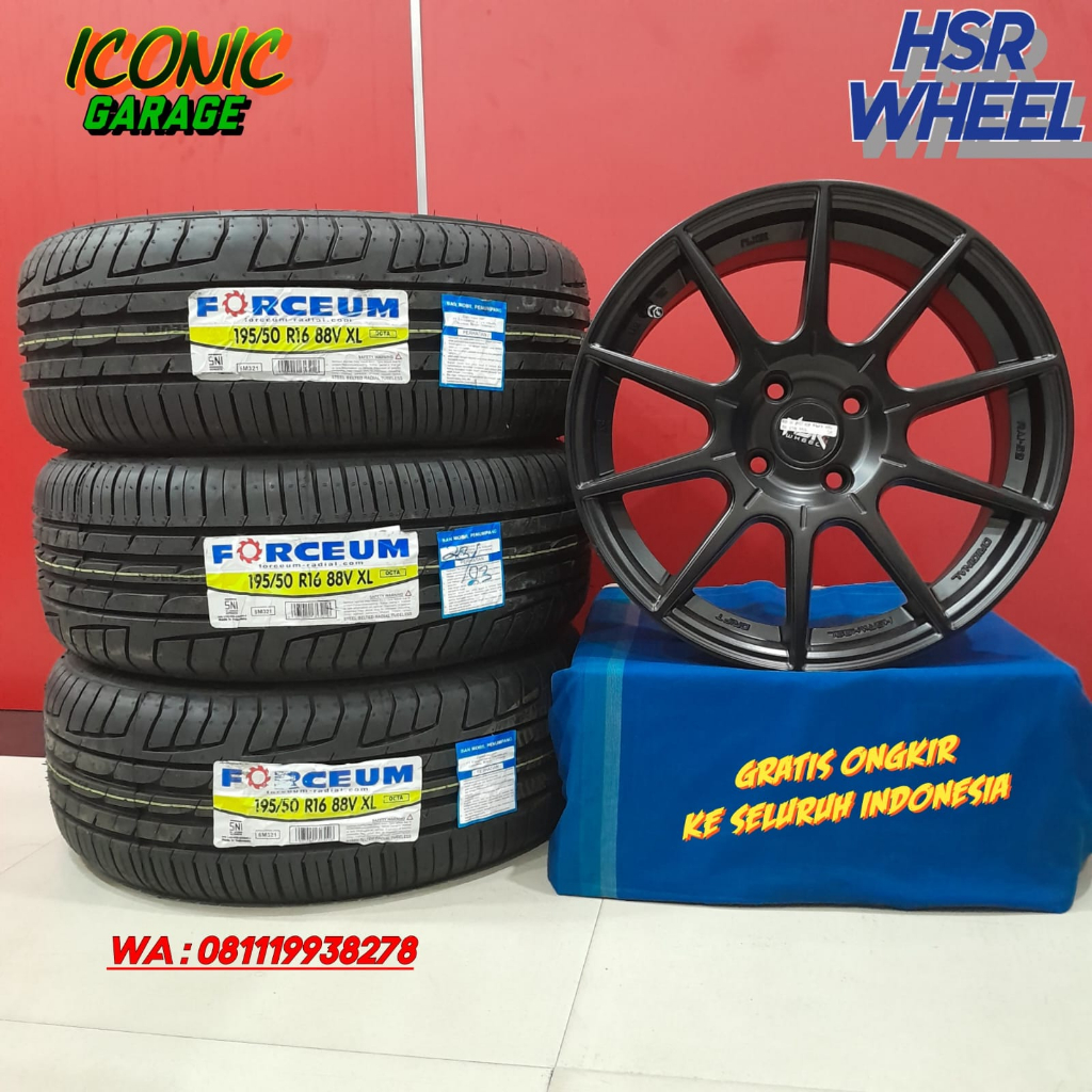 velg mobil peketan hsr rai-s2 ring 16 + ban untuk mobil jazz,city new.