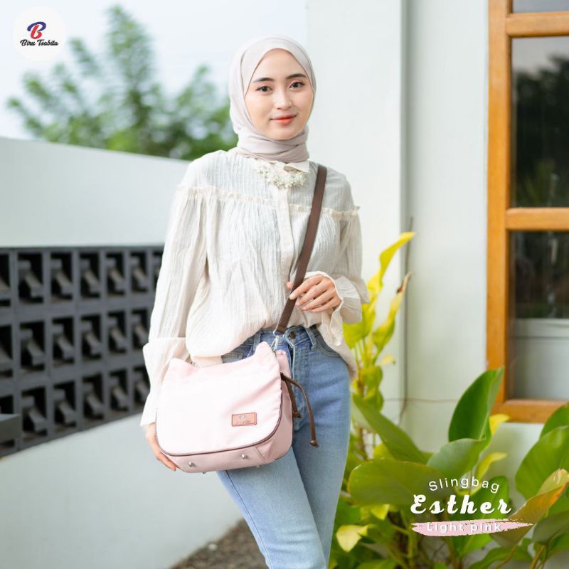 Tas Wanita Slempang Besar Esther by Biru Tsabita/Tas Besar/Tas Slempang/Tas Kotak/Tas Cewe