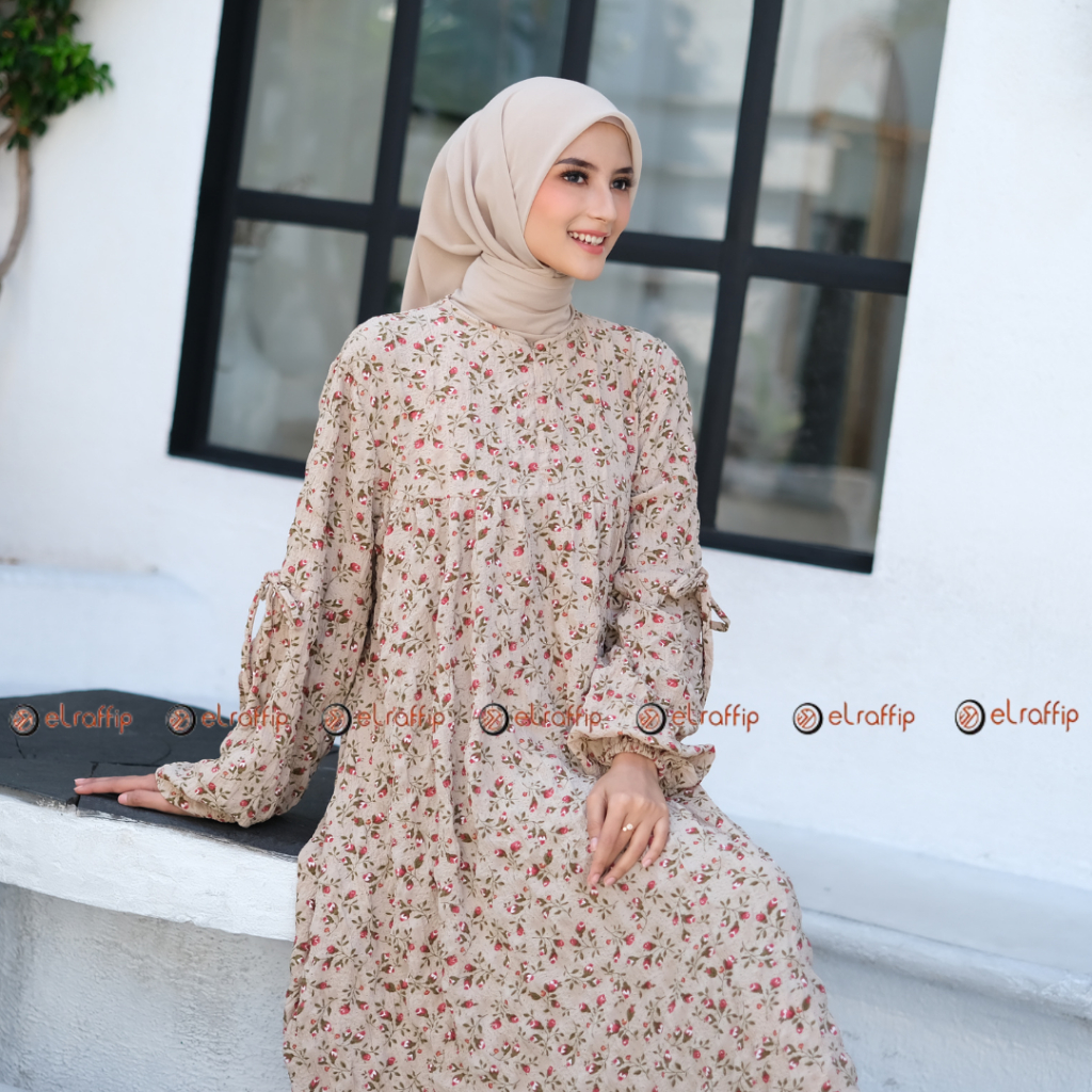 ELRAFFIP - Gamis Dewasa Motif Long Dress Motif Cringkle