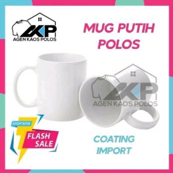 Mug Putih Polos DNAN Coating Import Super Gelas Mug Souvenir