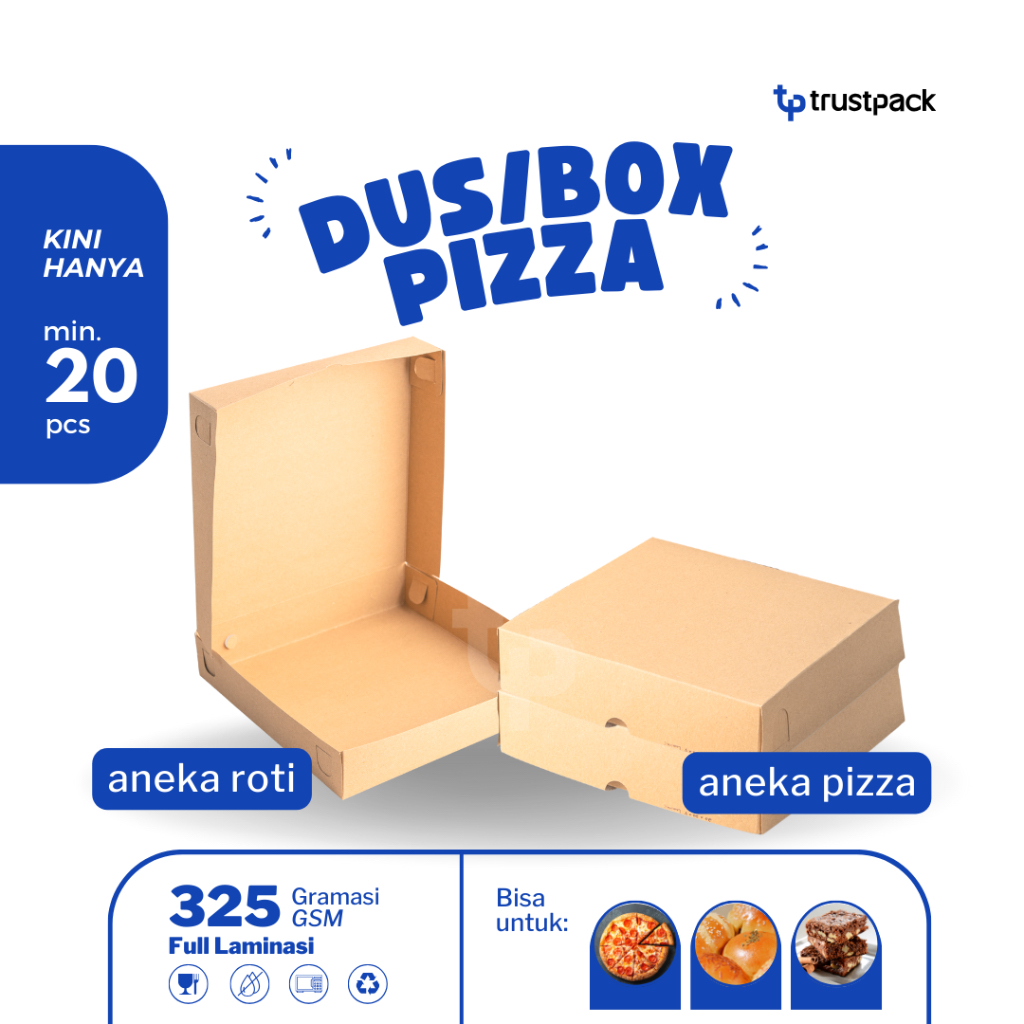 

BOX DUS KARDUS KOTAK PIZZA ROTI KUE BROWNIES 22x22x5 cm