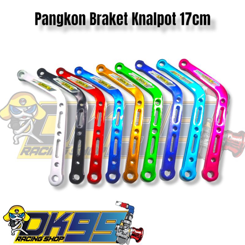 Pangkon knalpot L breket knalpot L almunium cnc motif coak panjang 17cm dari lubang ke lubang
