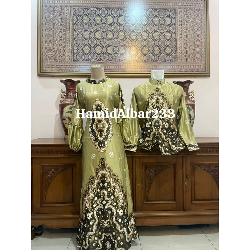 Couple Jumputan Sutra Velvet Adem Handmade