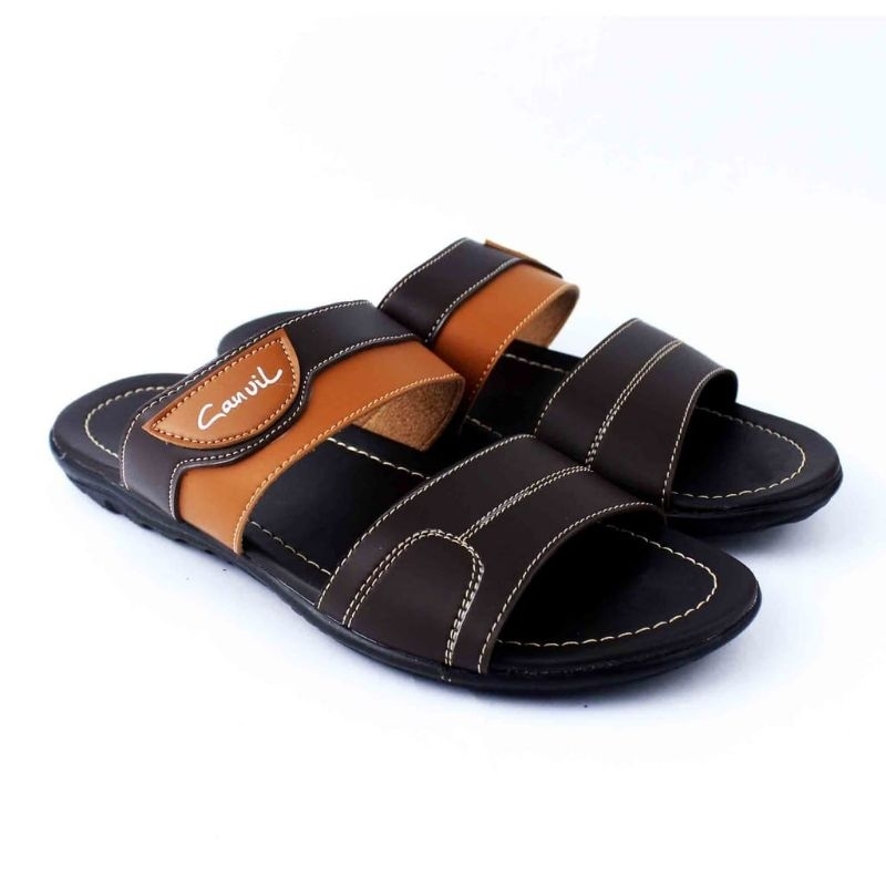 PROMO Sandal slop kulit pria//sandal pria terbaru//sandal pria kekinian//CARV SLOP-JP