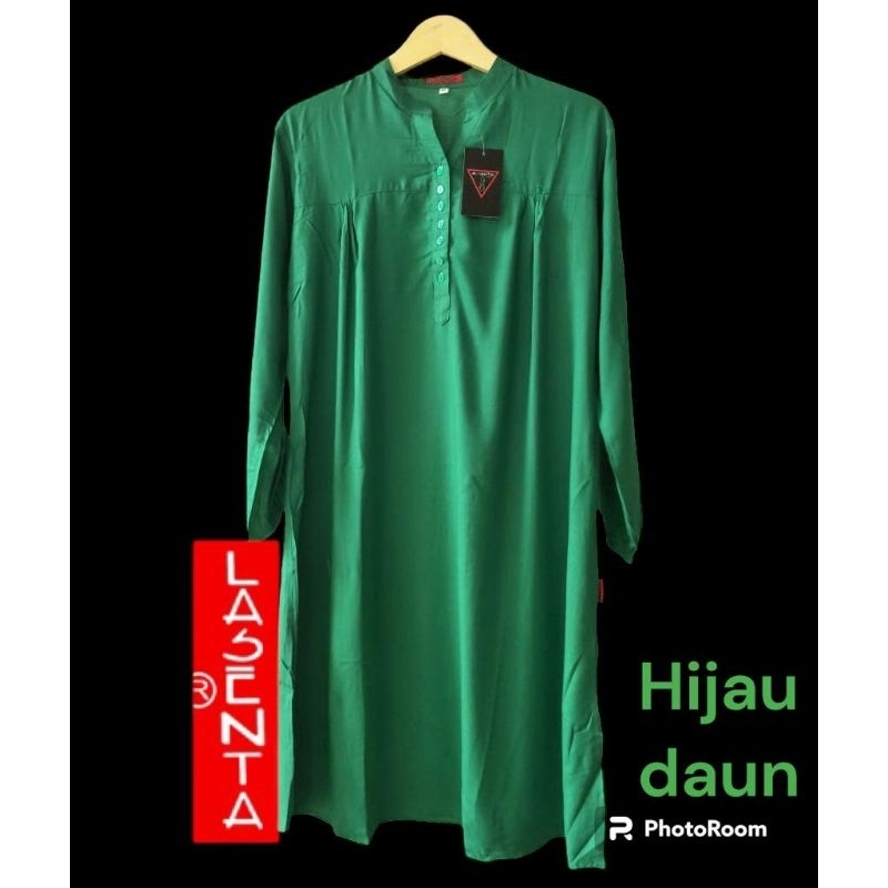 Tunik polos rayon hijau daun Tunik katun rayon Tunik polos jumbo lasenta tunik wanita terlaris