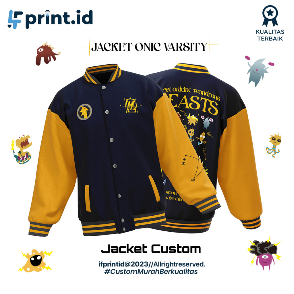 Jaket Varsity Custom Onic Esport 2023 Mpl Season 11 Oversize Varsity Onic Bordir Sablon