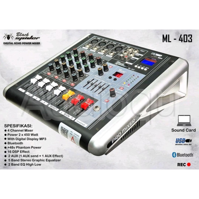 POWER MIXER BLACKSPIDER ML403 1000 WATT ORIGINAL BLACK SPIDER ML 403