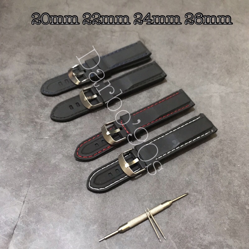TALI JAM TANGAN KARET RUBBER STRAP TALI JAM RUBBER 20mm 22mm 24mm 26mm
