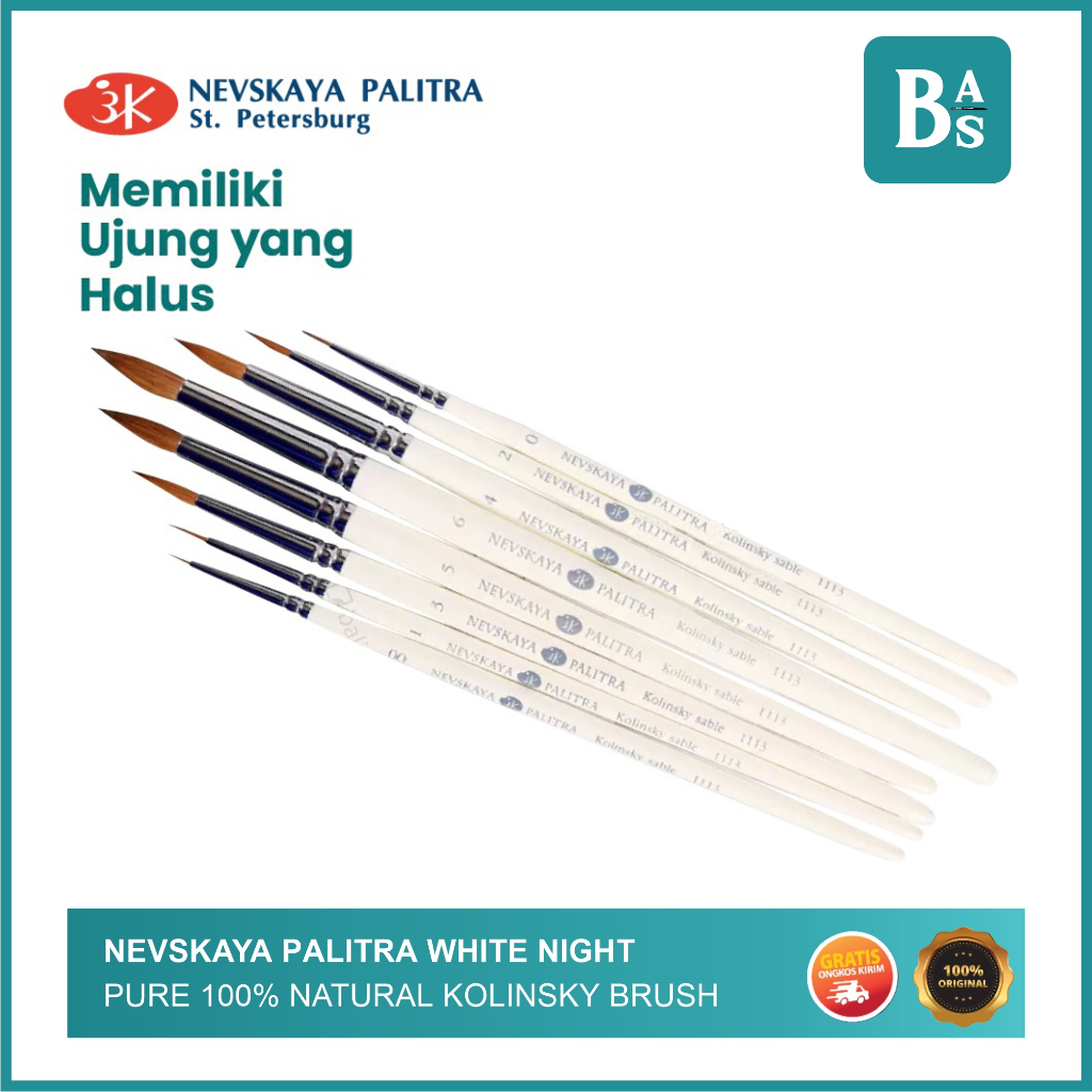 

Nevskaya Palitra White Night Pure 100% Natural Kolinsky Brush (1/2)