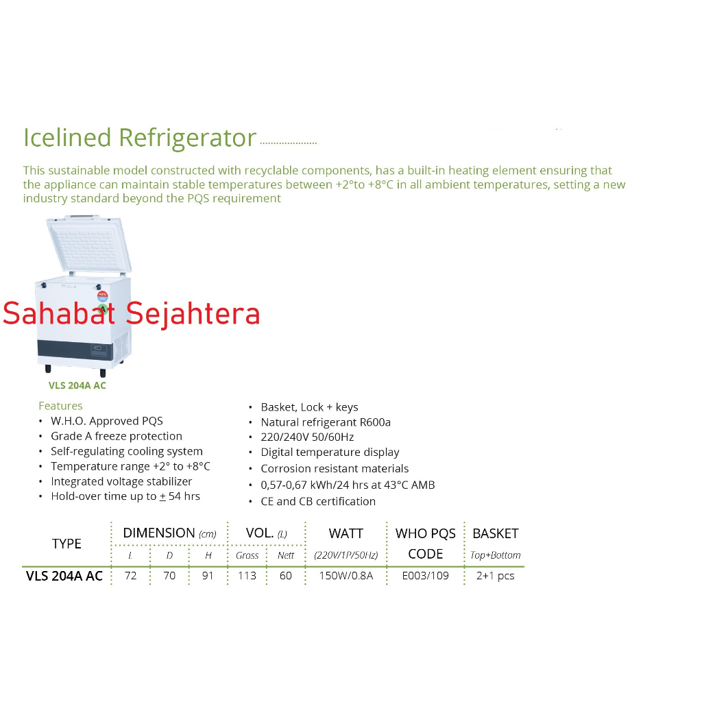 GEA Icelined Refrigerator VLS-204A-AC Kulkas Penyimpan Obat Keperluan Farmasi